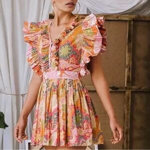 CeliaB Floral Lirio Flutter Sleeve Mini Dress Size Medium